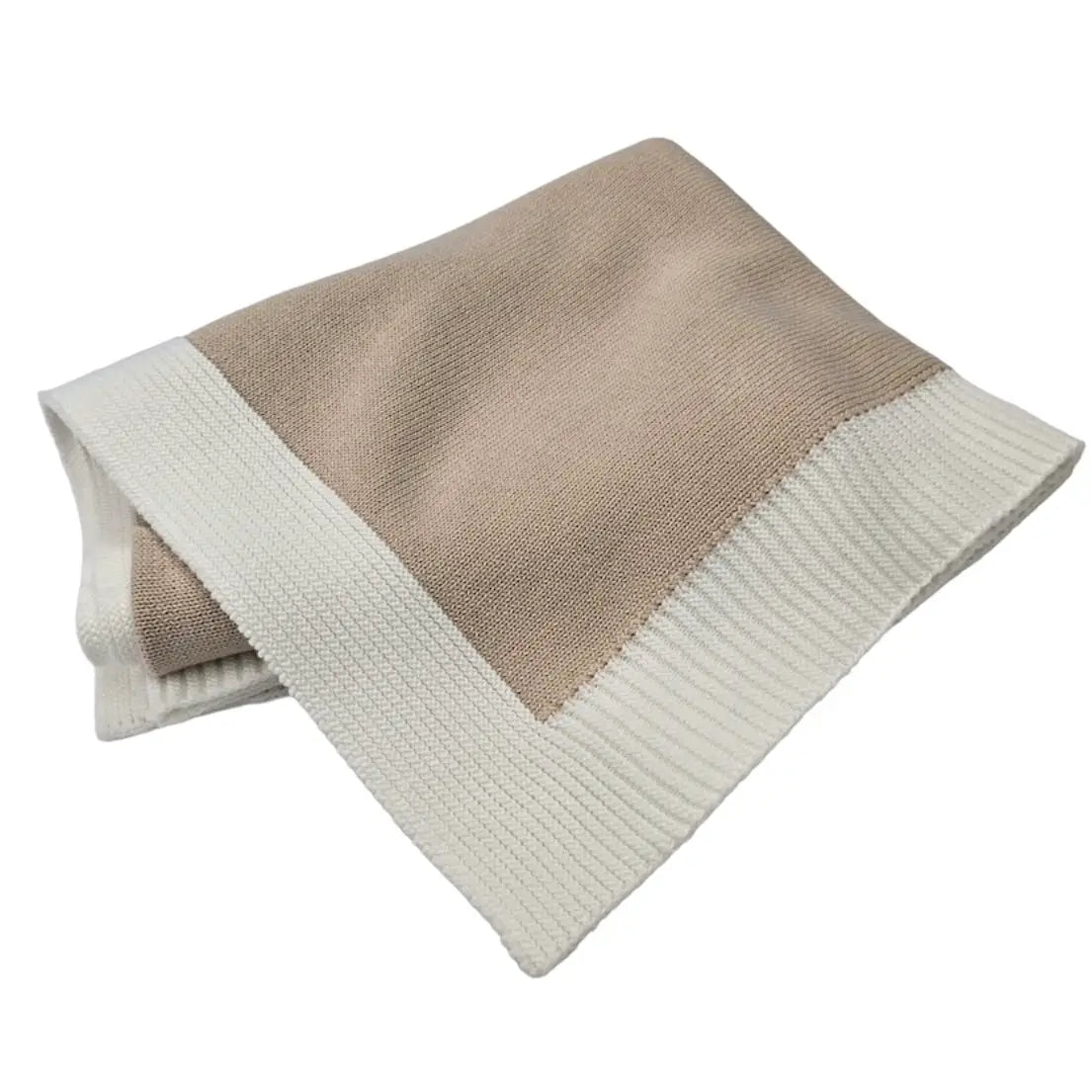 Soft Jersey Kint Baby Blanket with Contrast Rib Border