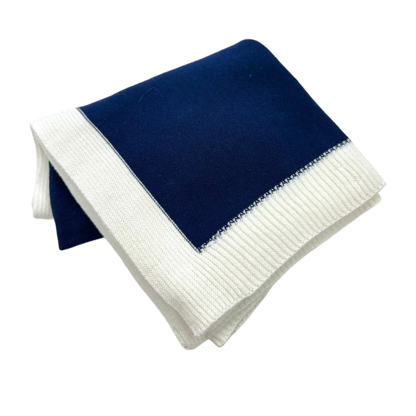 Soft Jersey Kint Baby Blanket with Contrast Rib Border