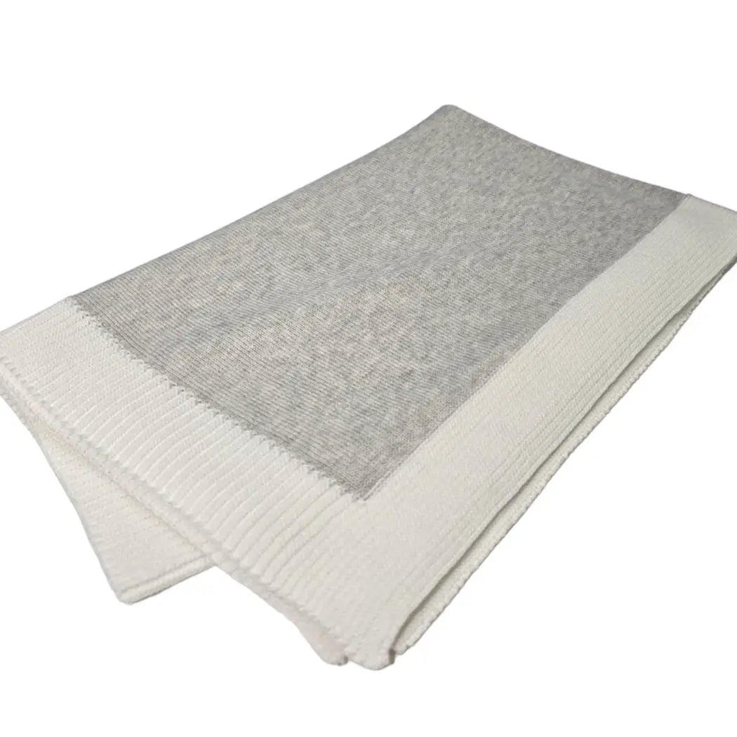 Soft Jersey Kint Baby Blanket with Contrast Rib Border