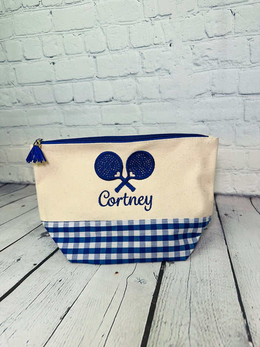 Gingham canvas pouch