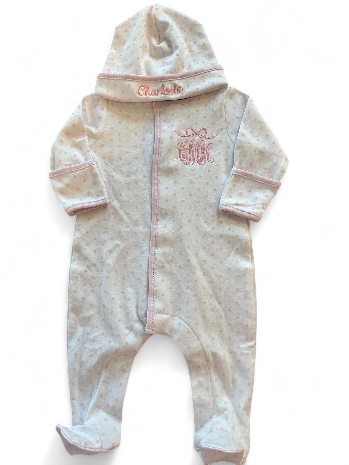 Gingham Dot Footie & Cap