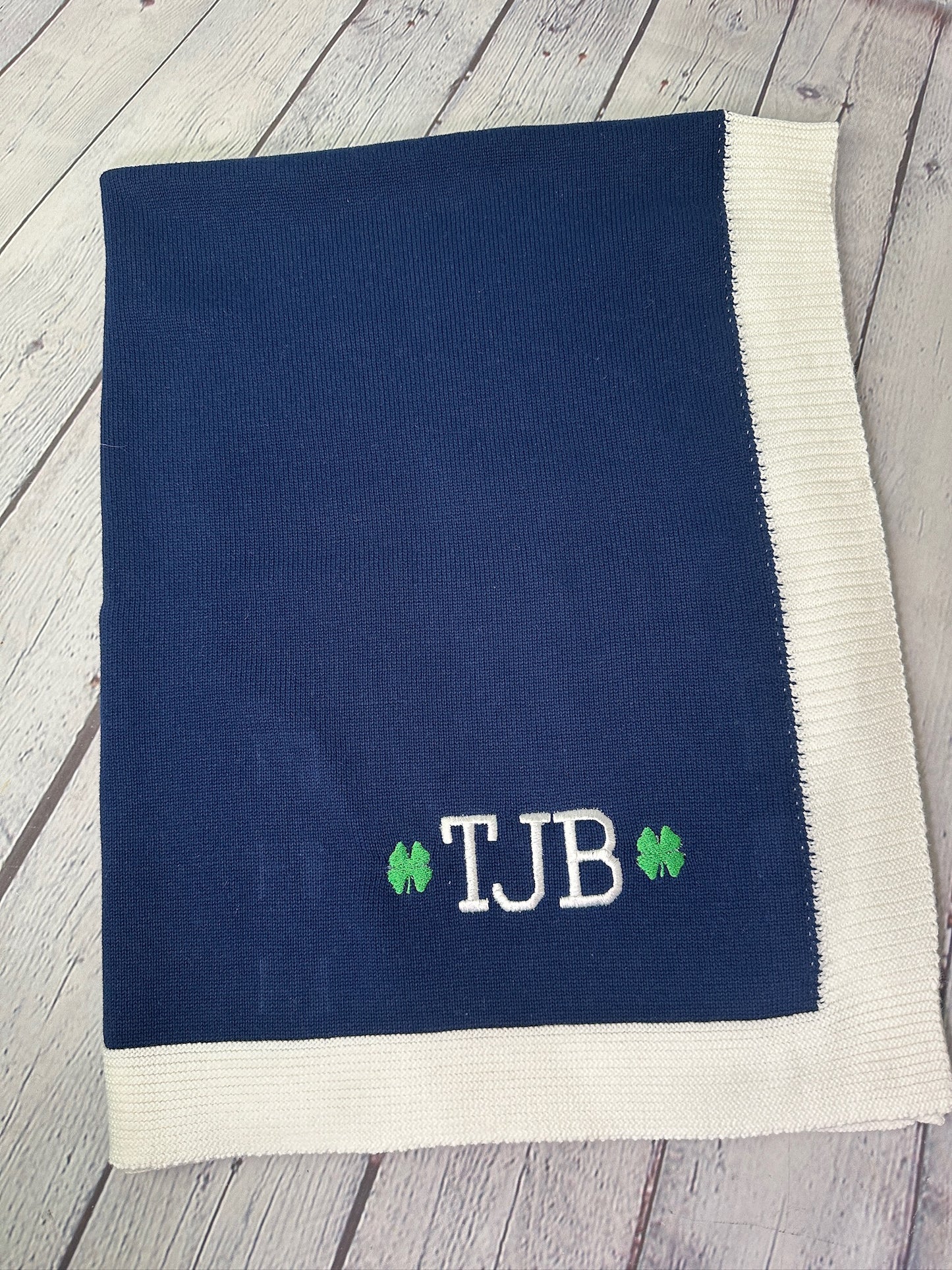 Soft Jersey Kint Baby Blanket with Contrast Rib Border