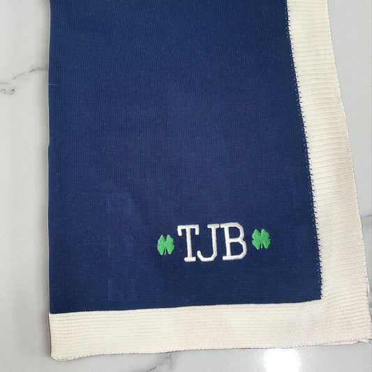 Soft Jersey Kint Baby Blanket with Contrast Rib Border