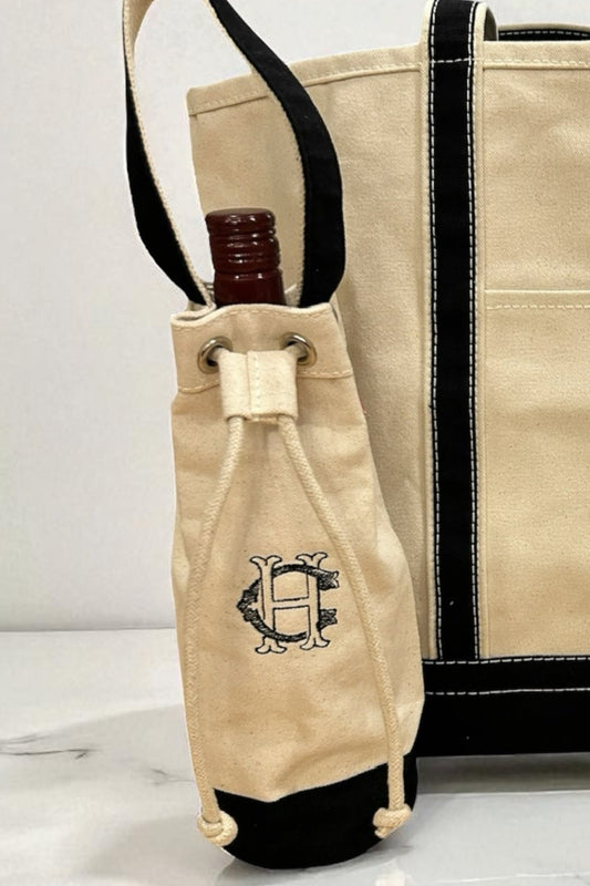 Single Bottle Canvas Wine Tote