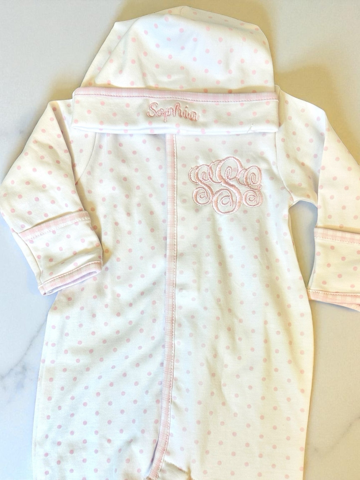 Gingham Dot Footie & Cap