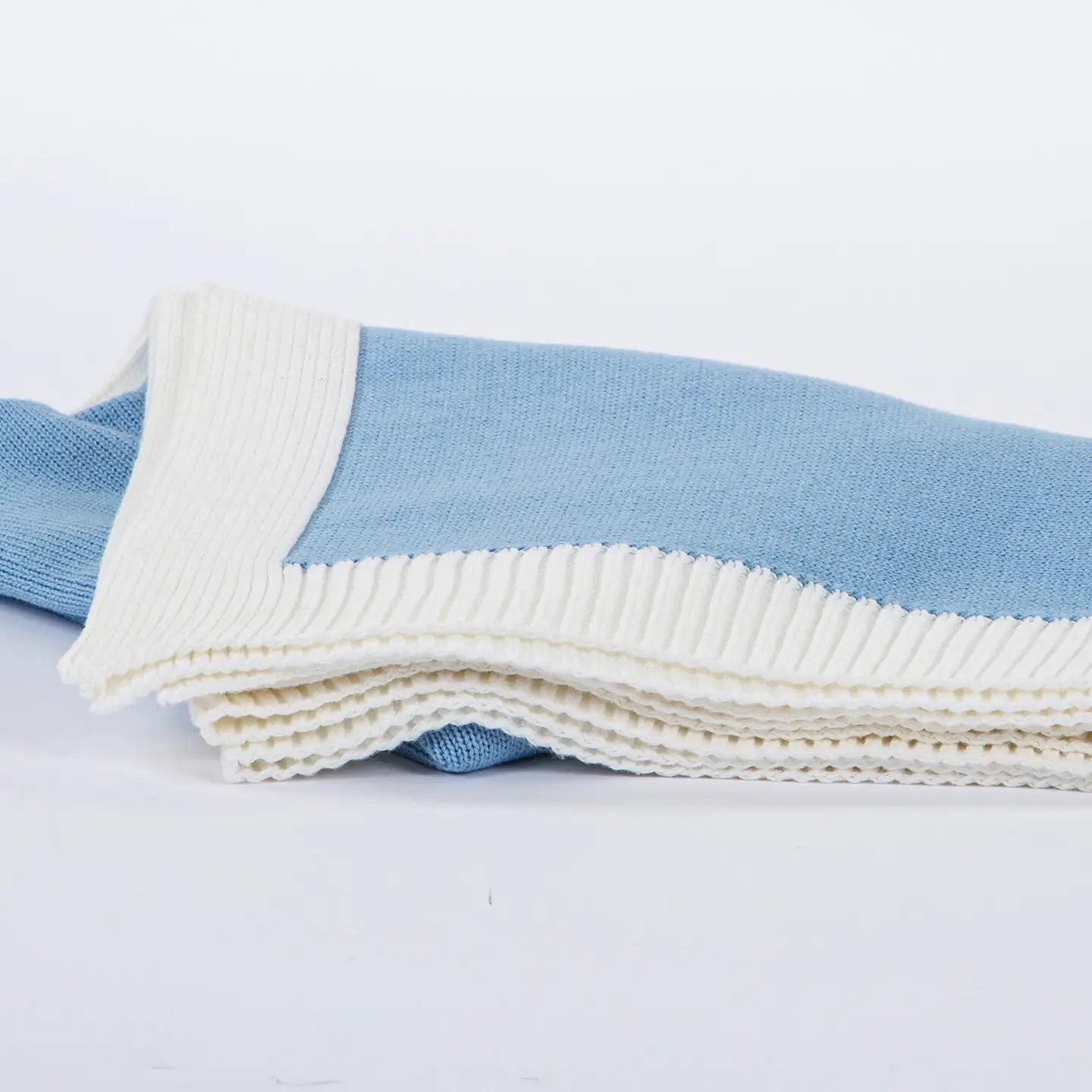 Soft Jersey Kint Baby Blanket with Contrast Rib Border