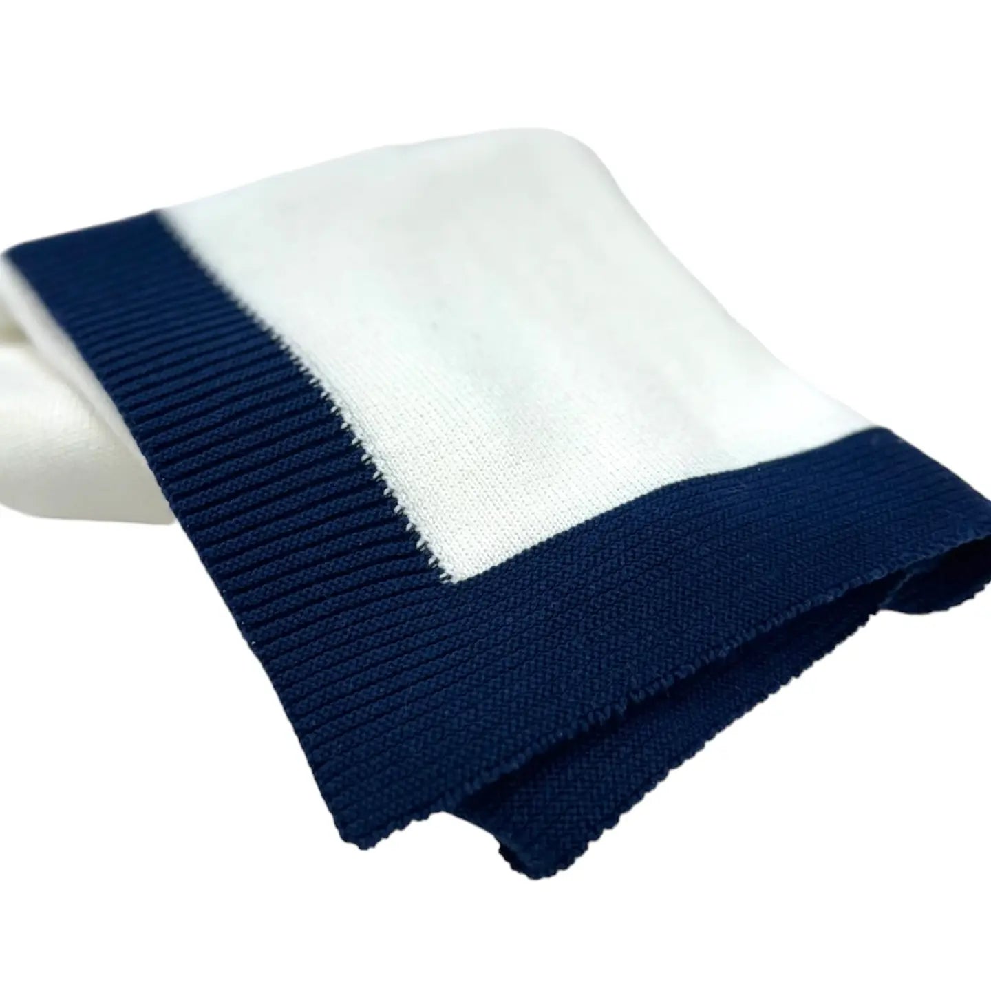 Soft Jersey Kint Baby Blanket with Contrast Rib Border