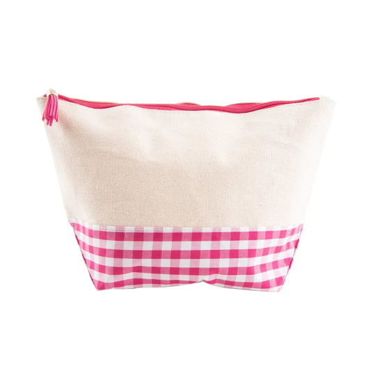 Gingham canvas pouch