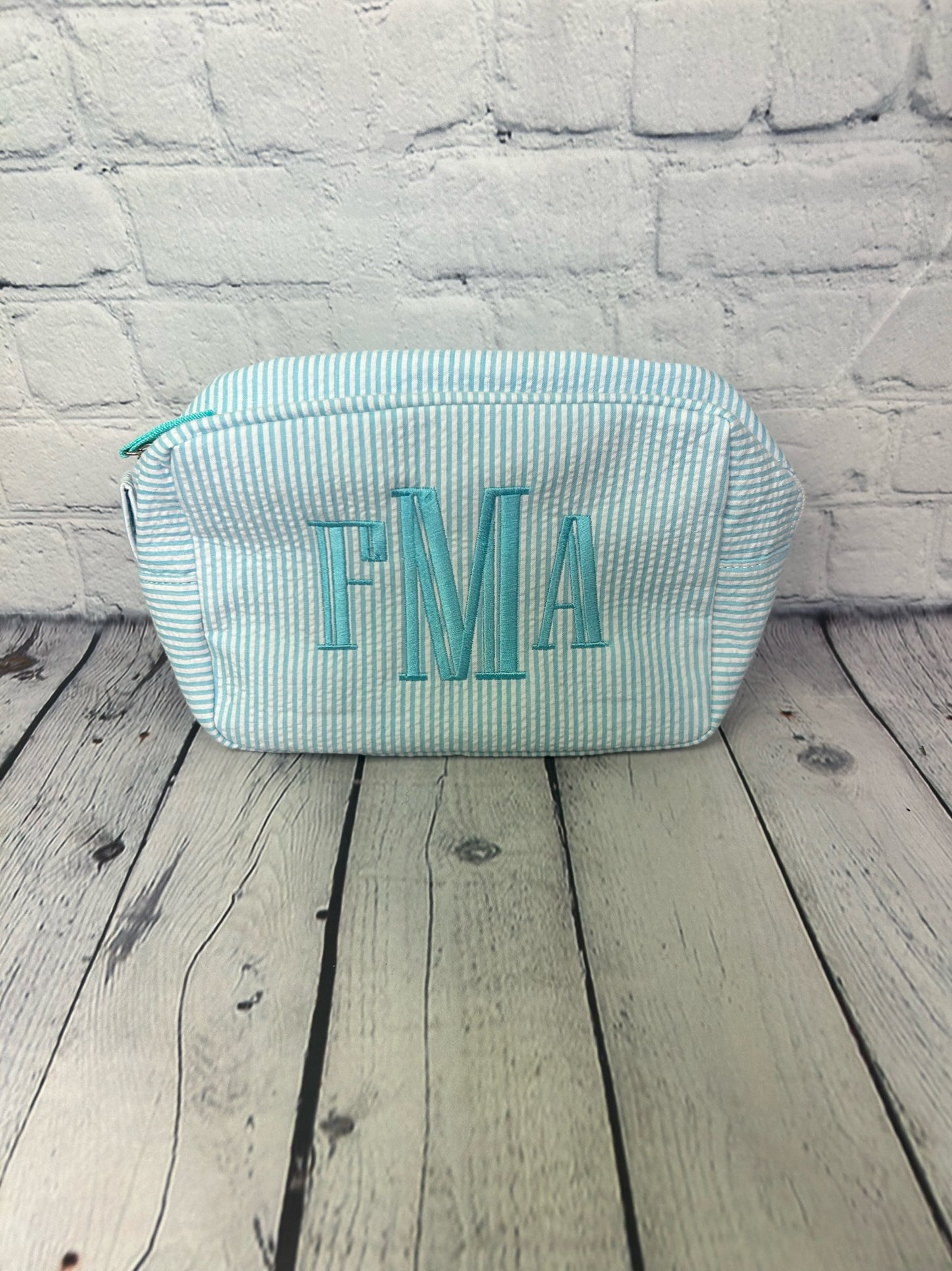 Seersucker Travel Toiletry/Makeup Bag