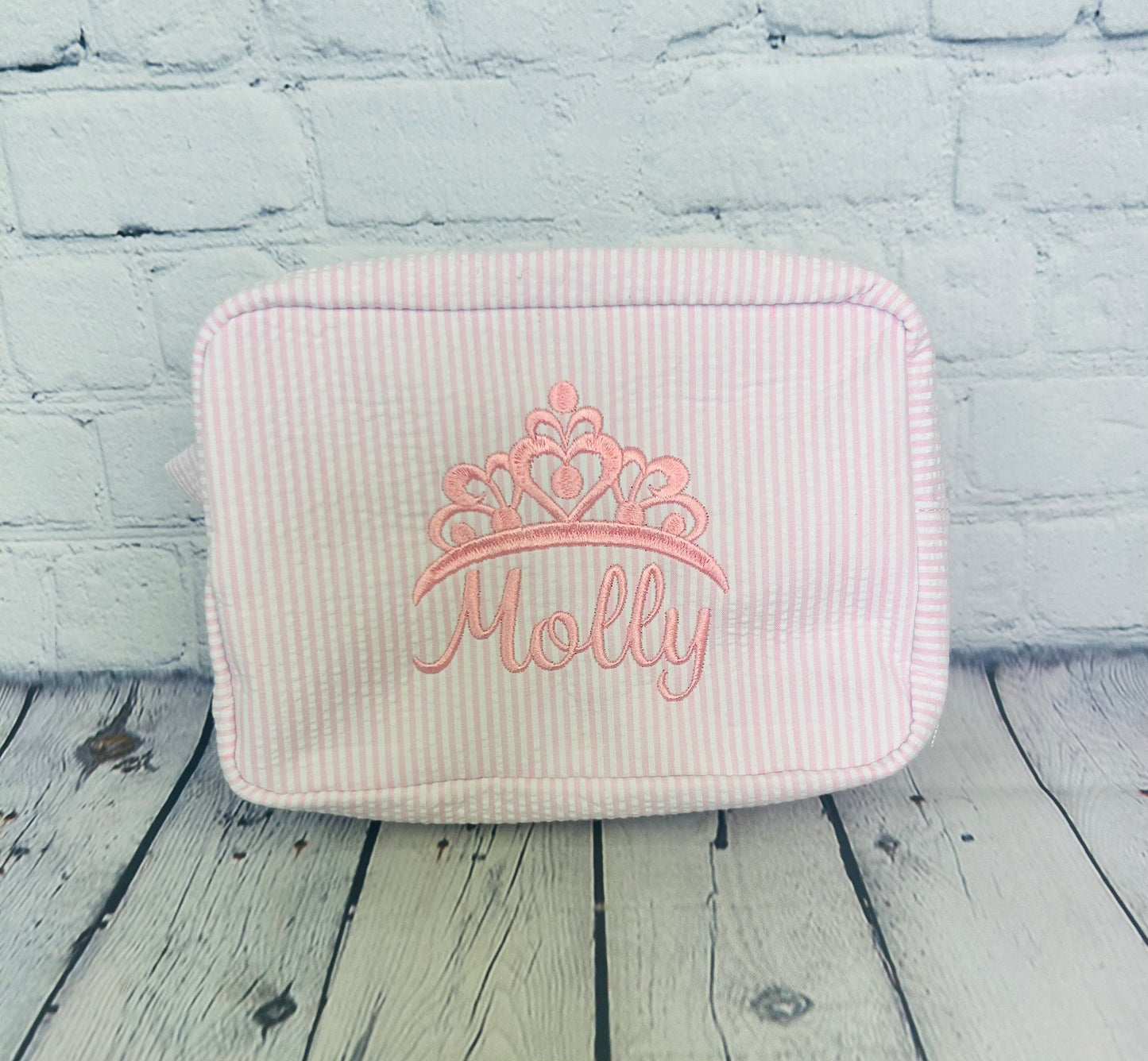 Seersucker Travel Toiletry/Makeup Bag