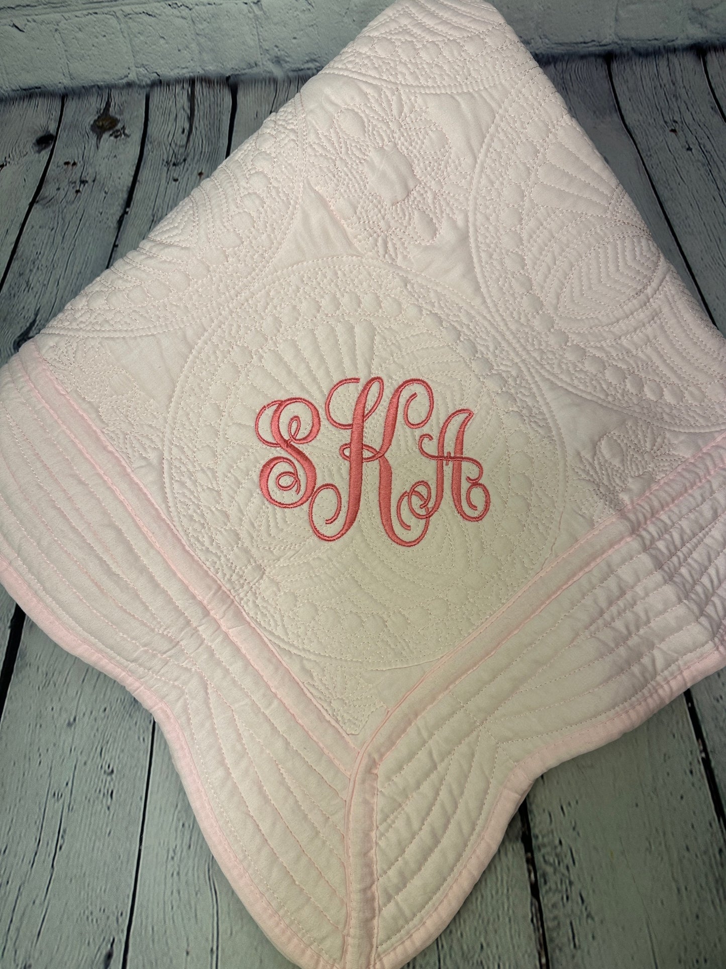 Quilted Heirloom Baby Blanket - Monogrammed