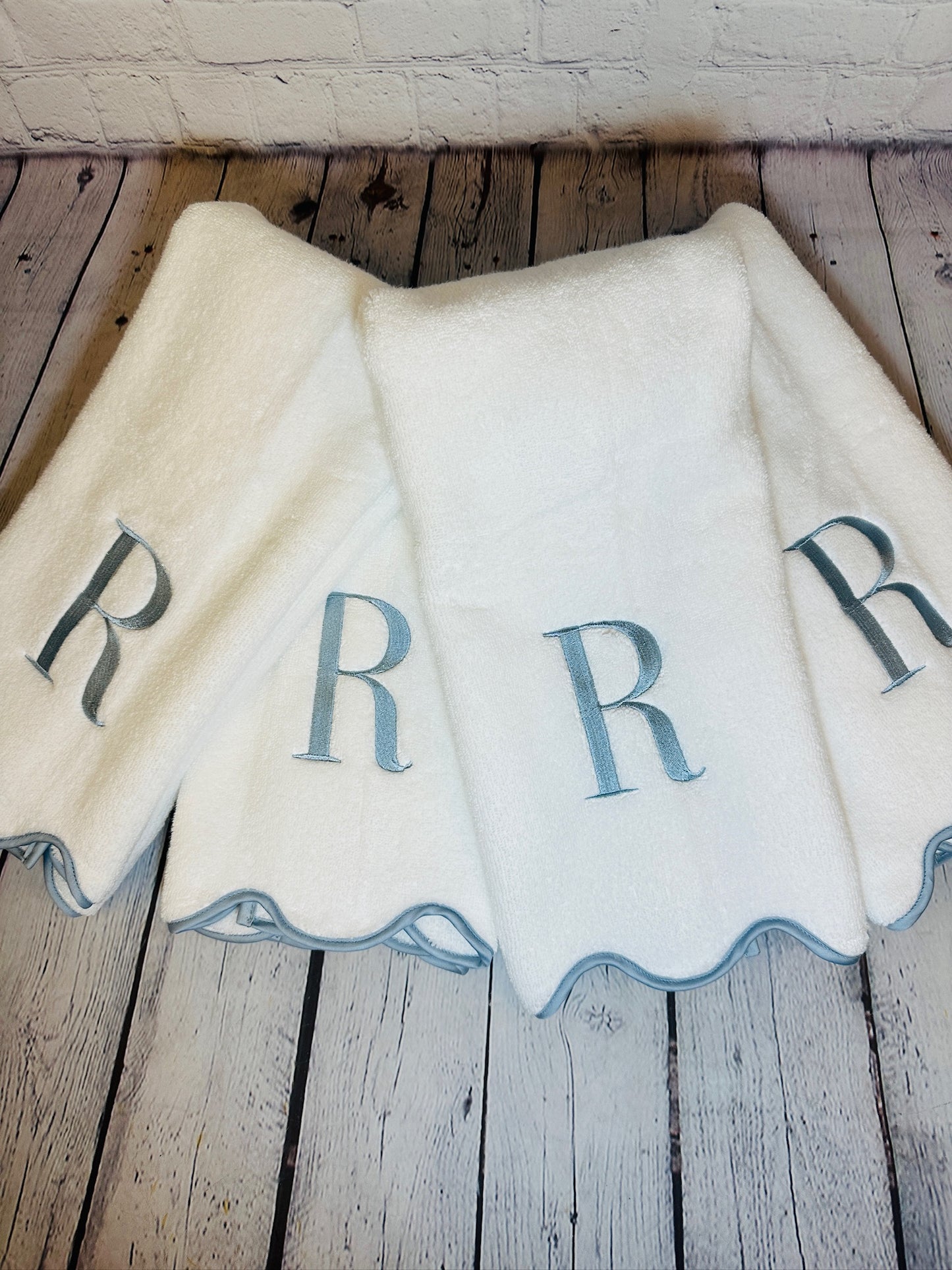 Luxe Scalloped Towel with Custom Piping