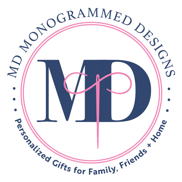 MD Monogrammed Designs Logo - Personalized Gifts for Family, Friends and Home